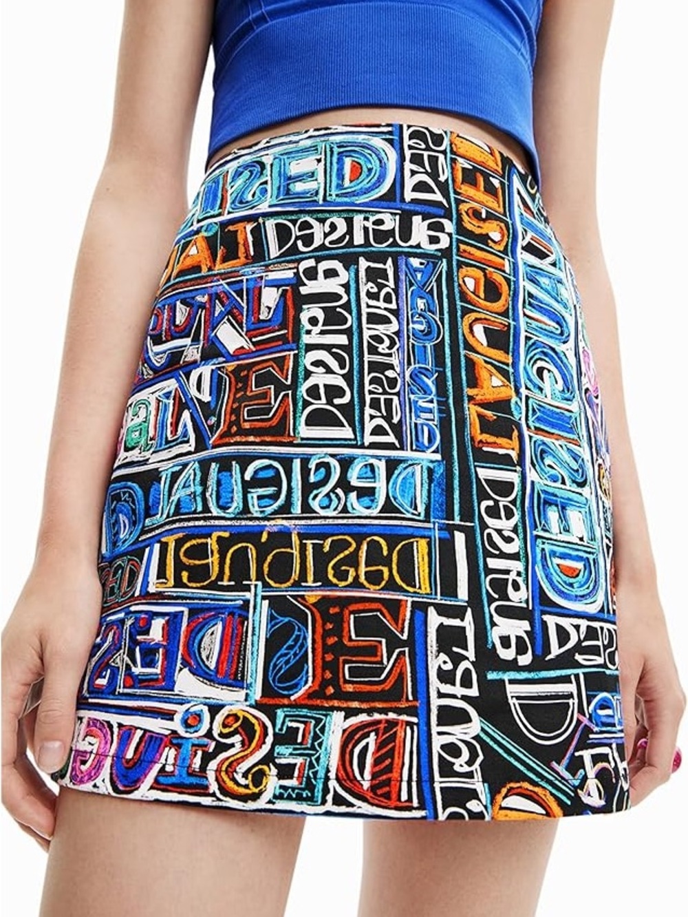 Desigual Graffiti Colorblock ART LOGO Mini Skirt